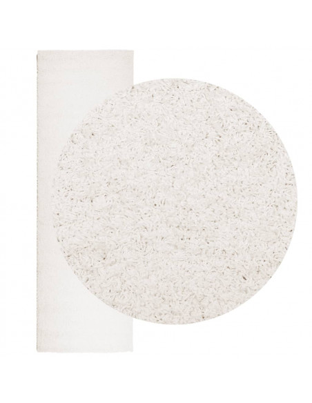 Tappeto Shaggy a Pelo Lungo Moderno Crema 80x250 cm