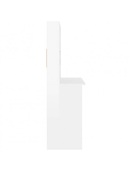 Scrivania Mensole Bianco Lucido 102x45x148 cm Legno Multistrato