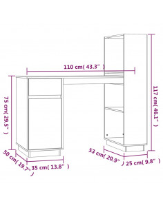 Scrivania Miele 110x53x117 cm in Legno Massello di Pino