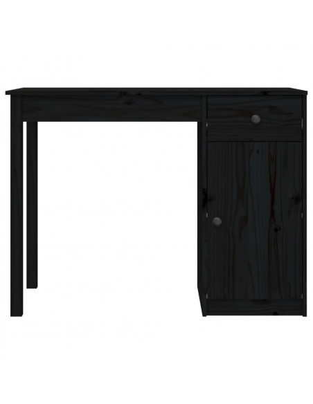 Scrivania Nera 100x50x75 cm in Legno Massello di Pino