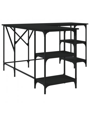 Scrivania Nera 139x139x75 cm in Legno Multistrato