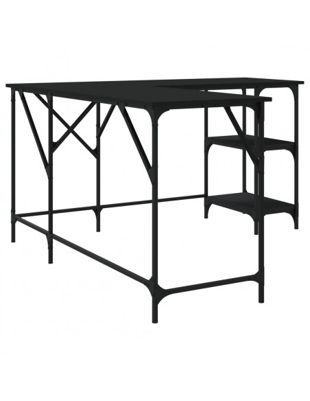 Scrivania Nera 139x139x75 cm in Legno Multistrato