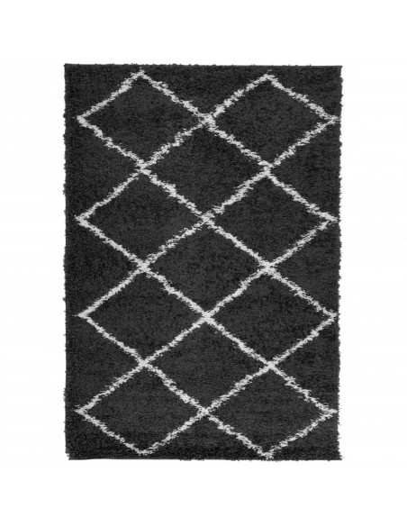 Tappeto Shaggy a Pelo Lungo Moderno Nero e Crema 140x200 cm