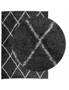 Tappeto Shaggy a Pelo Lungo Moderno Nero e Crema 140x200 cm 2