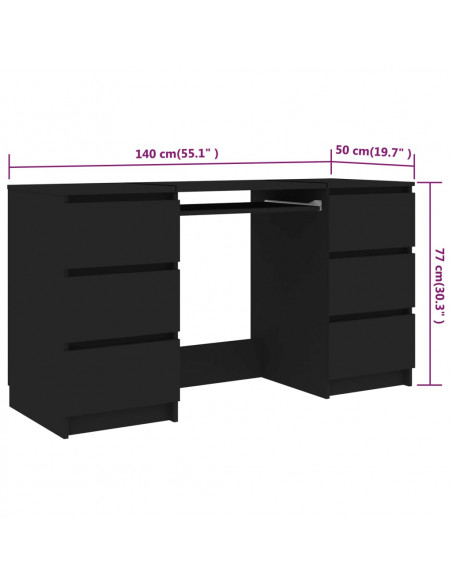 Scrivania Nera 140x50x77 cm in Legno Multistrato
