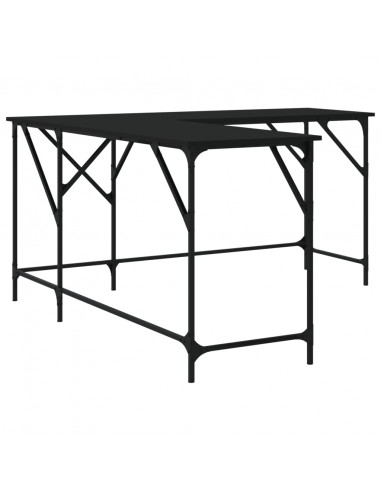 Scrivania Nera 149x149x75 cm in Legno Multistrato