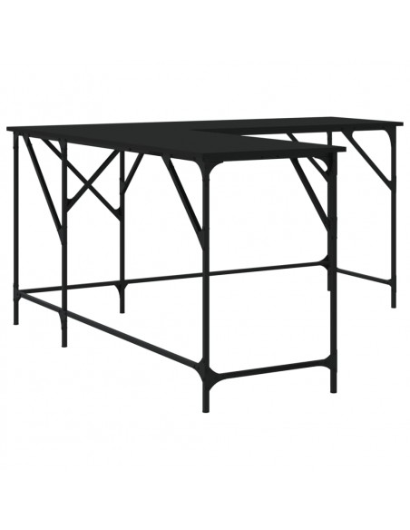 Scrivania Nera 149x149x75 cm in Legno Multistrato