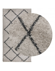 Tappeto Shaggy a Pelo Lungo Moderno Beige e Antracite 80x150 cm 2