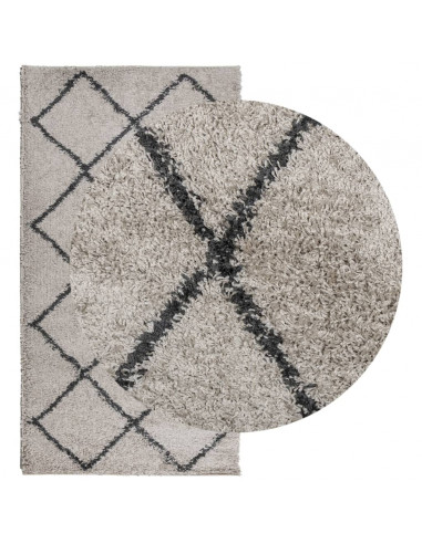 Tappeto Shaggy a Pelo Lungo Moderno Beige e Antracite 80x150 cm