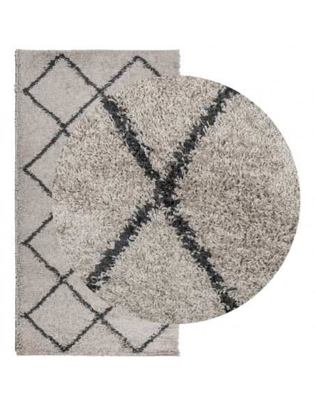 Tappeto Shaggy a Pelo Lungo Moderno Beige e Antracite 80x150 cm