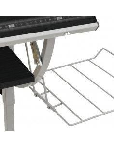 Scrivania Nera e Grigia 110x53x(58-87) cm Multistrato e Acciaio 2