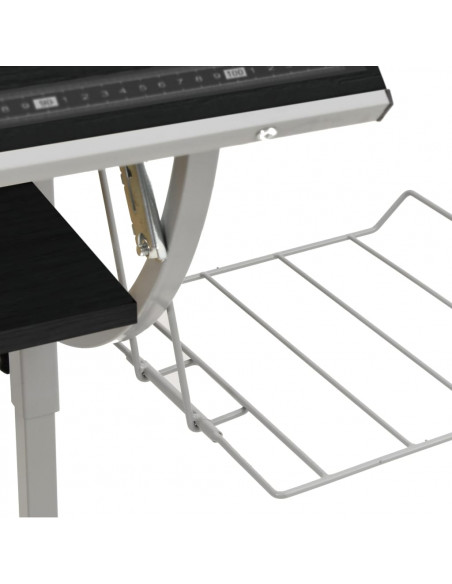 Scrivania Nera e Grigia 110x53x(58-87) cm Multistrato e Acciaio