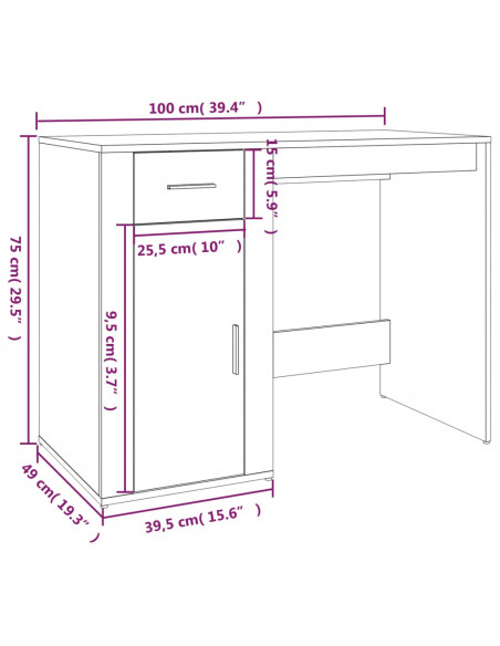Scrivania Nero 100x49x75 cm in Legno Multistrato