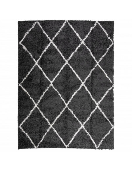 Tappeto Shaggy a Pelo Lungo Moderno Nero e Crema 300x400 cm