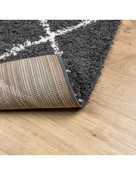 Tappeto Shaggy a Pelo Lungo Moderno Nero e Crema 300x400 cm