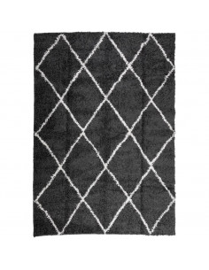 Tappeto Shaggy a Pelo Lungo Moderno Nero e Crema 160x230 cm