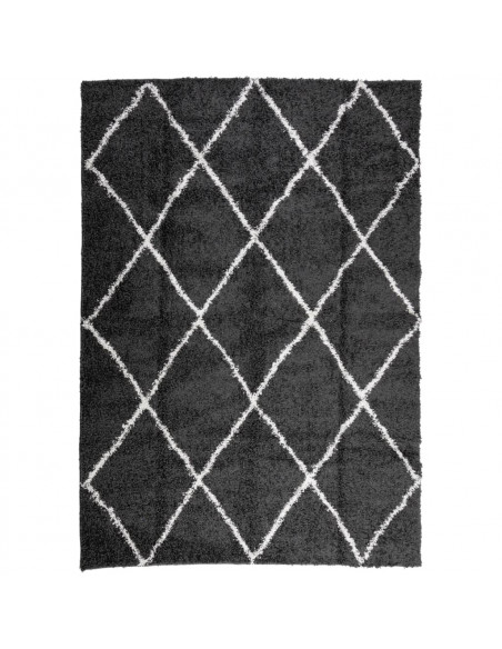 Tappeto Shaggy a Pelo Lungo Moderno Nero e Crema 160x230 cm