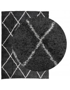 Tappeto Shaggy a Pelo Lungo Moderno Nero e Crema 160x230 cm 2