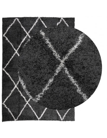 Tappeto Shaggy a Pelo Lungo Moderno Nero e Crema 160x230 cm