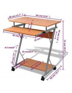 Scrivania per Computer con Ripiano Estraibile Marrone