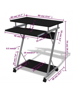 Scrivania per Computer con Ripiano Estraibile Nero