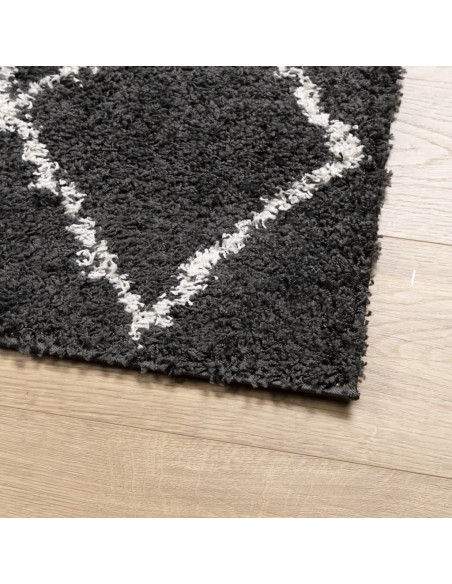 Tappeto Shaggy a Pelo Lungo Moderno Nero e Crema 160x230 cm