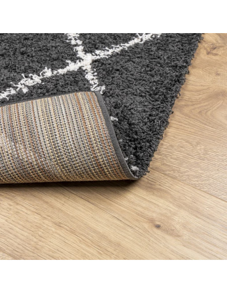 Tappeto Shaggy a Pelo Lungo Moderno Nero e Crema 160x230 cm