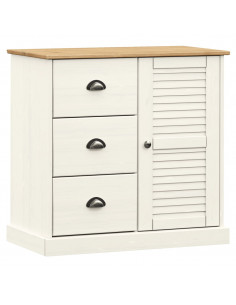 Credenza Cassetti VIGO Bianco 78x40x75 cm Legno Massello Pino 2