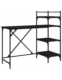 Scrivania per Computer con Scaffali Nera 120x47x109 cm