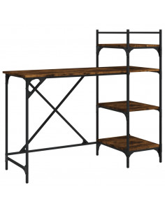 Scrivania per Computer con Scaffali Rovere Fumo 120x47x109 cm