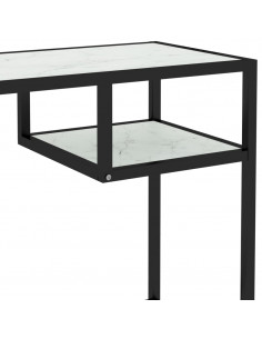Scrivania per Computer Marmo Bianco 100x36x74cm Vetro Temperato