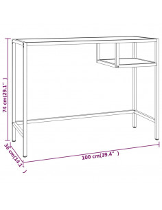Scrivania per Computer Marmo Nero 100x36x74 cm Vetro Temperato 2