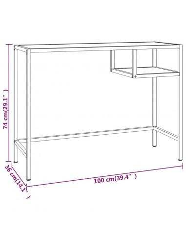 Scrivania per Computer Marmo Nero 100x36x74 cm Vetro Temperato