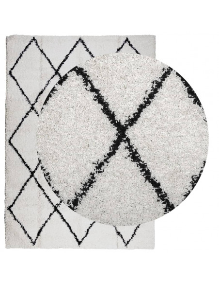 Tappeto Shaggy a Pelo Lungo Moderno Crema e Nero 160x230 cm