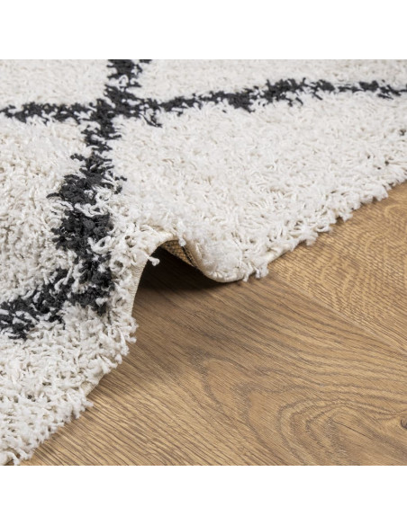Tappeto Shaggy a Pelo Lungo Moderno Crema e Nero 160x230 cm