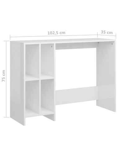 Scrivania Portatile Bianco Lucido 102,5x35x75 cm Multistrato