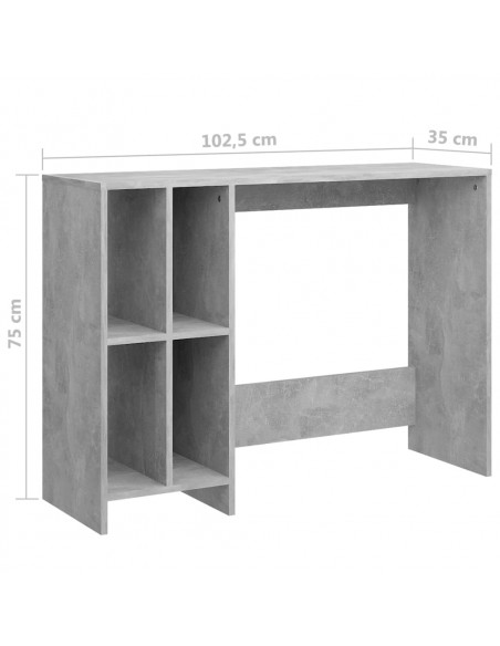 Scrivania Portatile Grigio Cemento 102,5x35x75 cm Multistrato