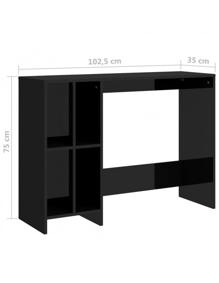 Scrivania Portatile Nero Lucido 102,5x35x75cm Legno Multistrato