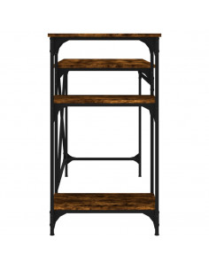 Scrivania Ripiani Rovere Fumo 105x50x90cm Multistrato e Ferro