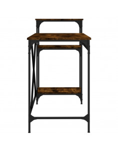 Scrivania Ripiani Rovere Fumo 135x50x90 cm Multistrato e Ferro