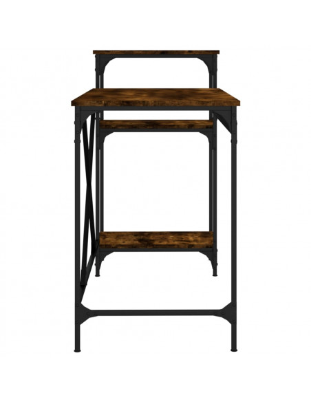 Scrivania Ripiani Rovere Fumo 135x50x90 cm Multistrato e Ferro