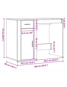 Scrivania Rovere Artigianale 100x49x75 cm in Legno Multistrato