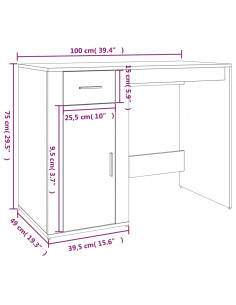 Scrivania Rovere Fumo 100x49x75 cm in Legno Multistrato 2
