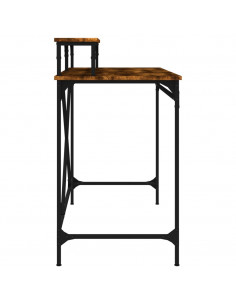 Scrivania Rovere Fumo 100x50x90 cm in Legno Multistrato e Ferro