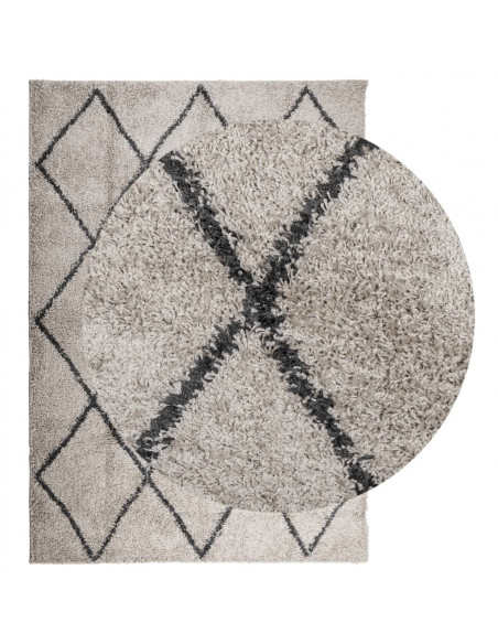 Tappeto Shaggy a Pelo Lungo Moderno Beige e Antracite 120x170cm