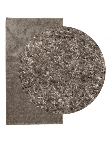 Tappeto a Pelo Lucido Lungo ISTAN Effetto Grigio 80x150 cm