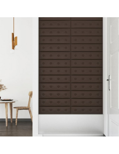 Pannelli Murali 12 pz Marrone 60x15 cm Similpelle 1,08 m²