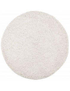 Tappeto Shaggy a Pelo Lungo Moderno Crema Ø 80 cm