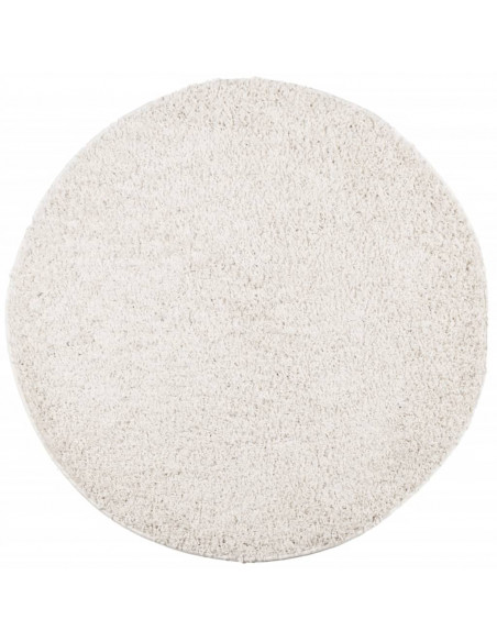 Tappeto Shaggy a Pelo Lungo Moderno Crema Ø 80 cm