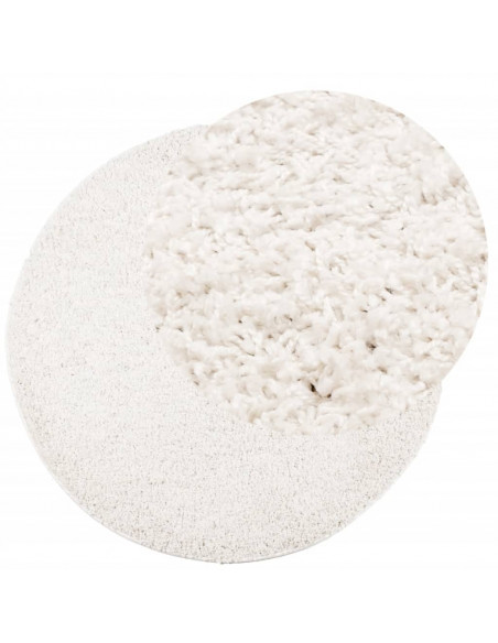 Tappeto Shaggy a Pelo Lungo Moderno Crema Ø 80 cm